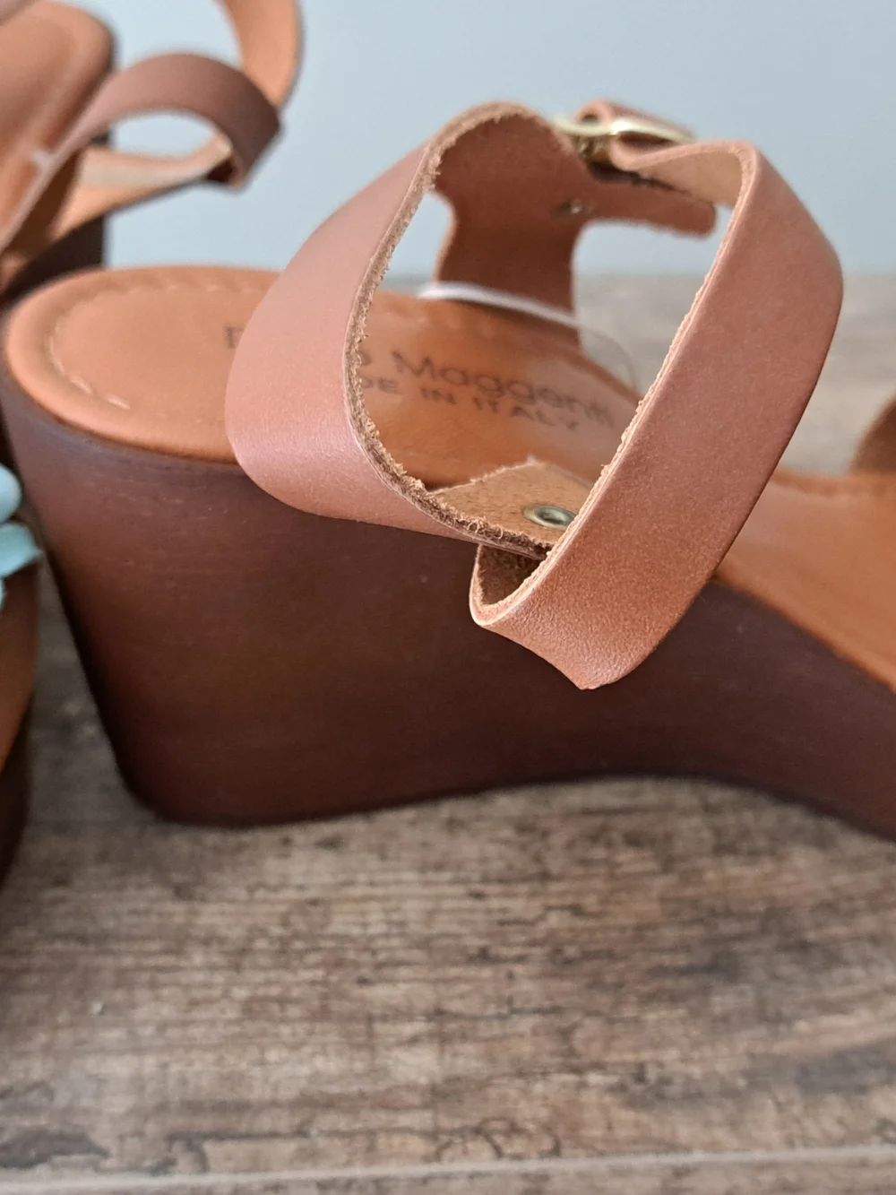 Floral Leather Wedge Heels
